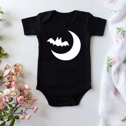 Funny Halloween Baby Bodysuit | Newborn Black Cotton Romper | Infant Boys & Girls Short Sleeve Costume Outfit