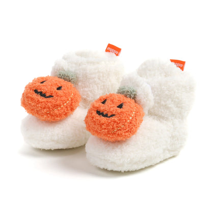 Baby Halloween Pumpkin Booties | Infant Newborn Sock Shoes | Winter Warm Crib Shoes | First Walkers & Prewalkers