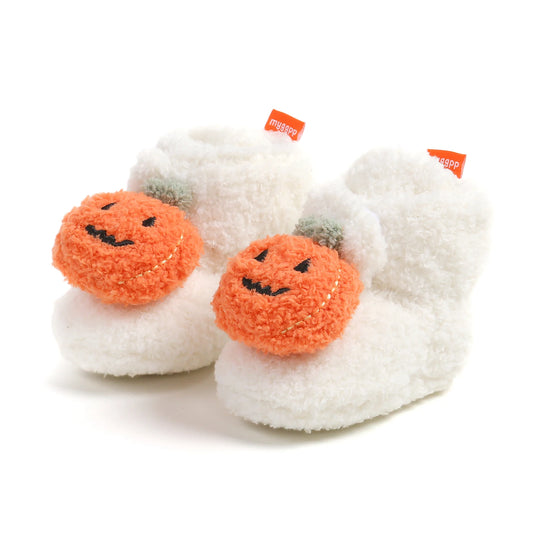 Baby Halloween Pumpkin Booties | Infant Newborn Sock Shoes | Winter Warm Crib Shoes | First Walkers & Prewalkers
