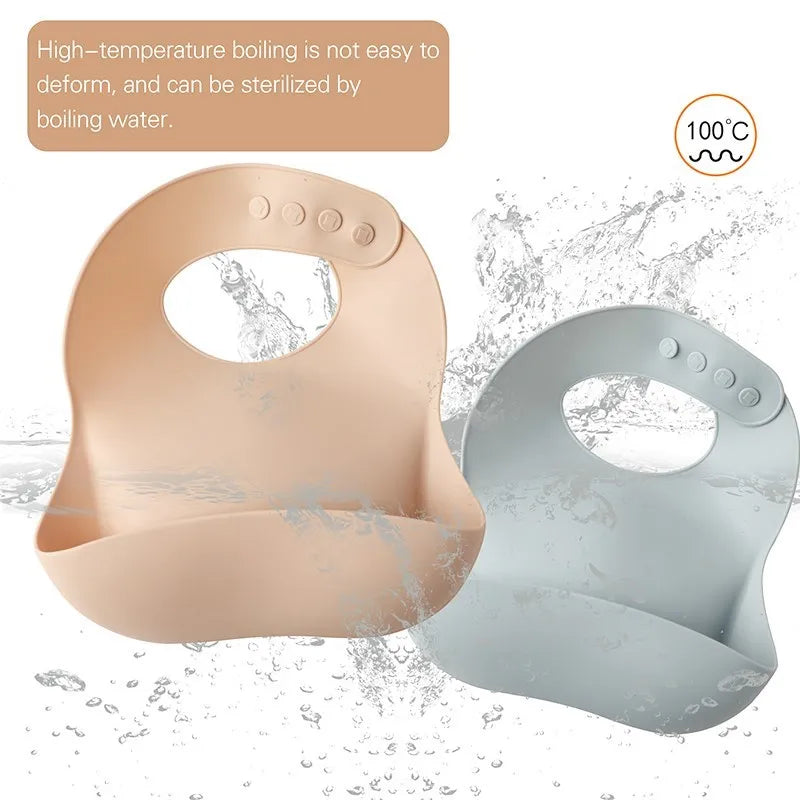 Baby Waterproof Silicone Bibs – Adjustable Feeding Bibs with Cute Bowknot Apron Design | Soft Toddler Bibs for Boys & Girls
