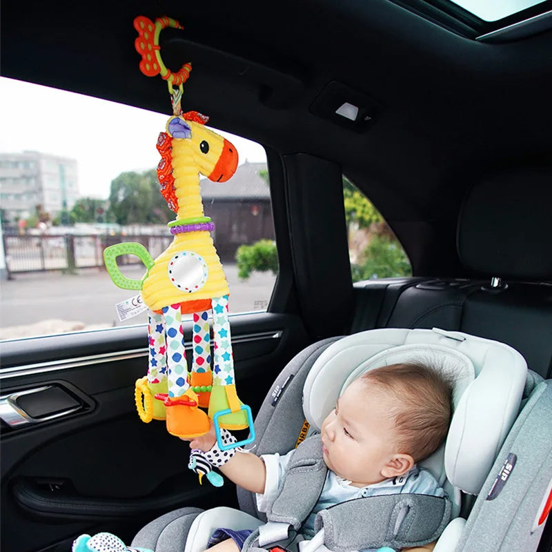 Soft Giraffe & Zebra Animal Handbell Rattle Plush Baby Toy with Teether | Infant Developmental Handle Toys for Newborn Gifts