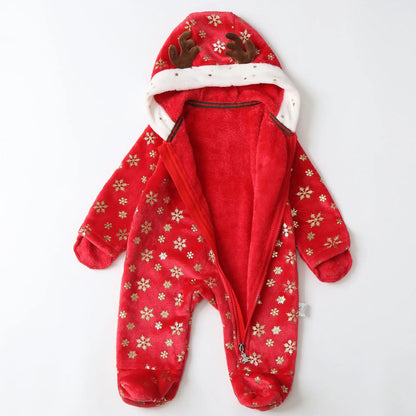 AYNIGIELL Newborn Baby Christmas Clothes | Plush Winter Romper Jumpsuit | Infant Boys Girls Warm Holiday Outfit