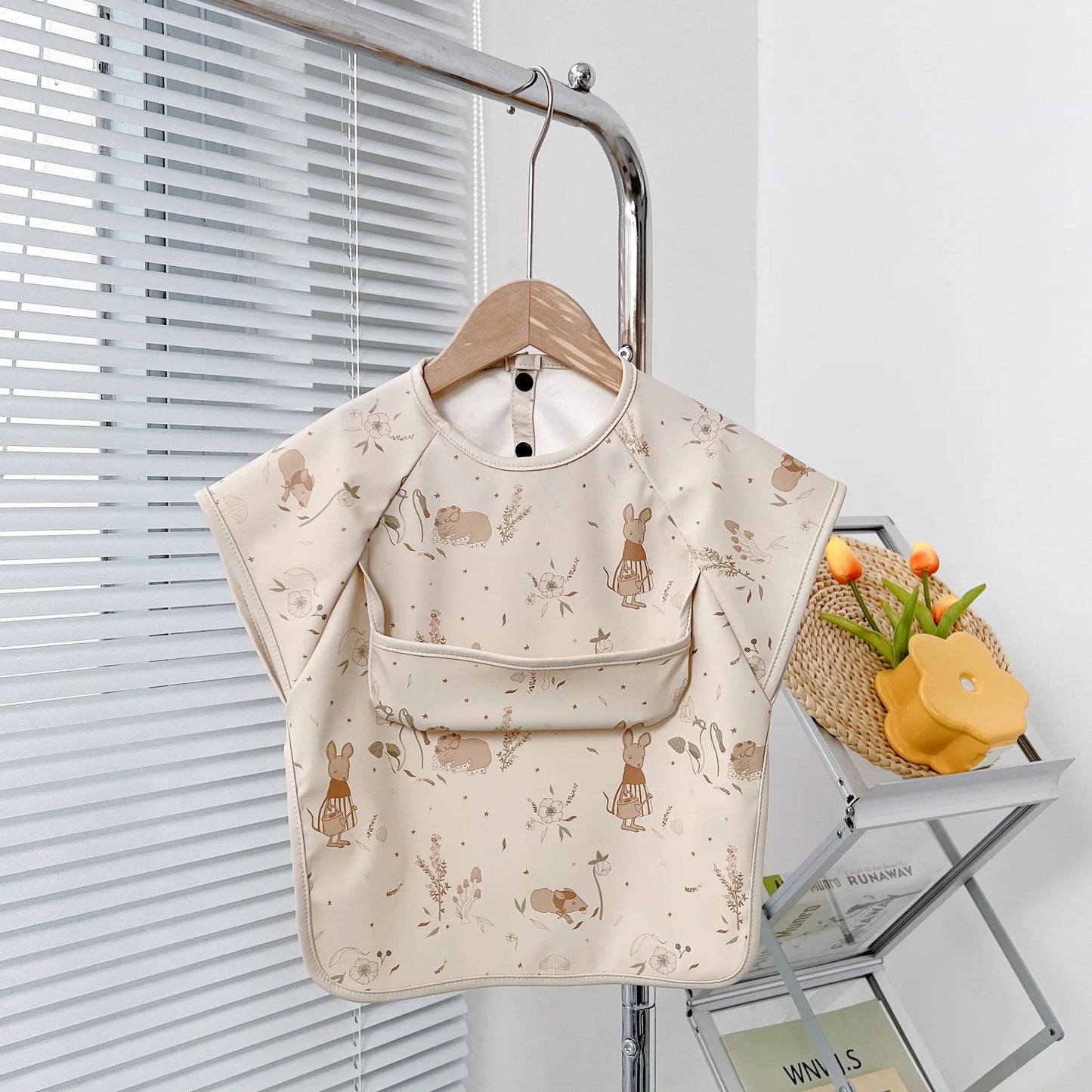 Cute Baby Bibs – Waterproof Toddler Feeding Smock with Short Sleeves | Cartoon Animal Apron Bibs for Babies & Kids (0–6Y)