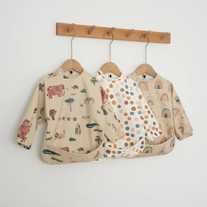 Kids Baby Feeding Bibs – Waterproof Long Sleeve Apron with Pocket | Toddler Burp Cloth & Anti-Dirty Art Smock for Boys & Girls