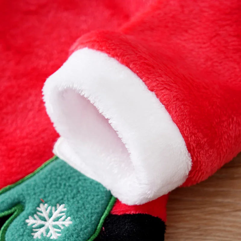Baby Christmas Velvet Jumpsuit | Warm Long-Sleeve Winter Outfit | Thickened Role-Play Costume (0–18 Months)