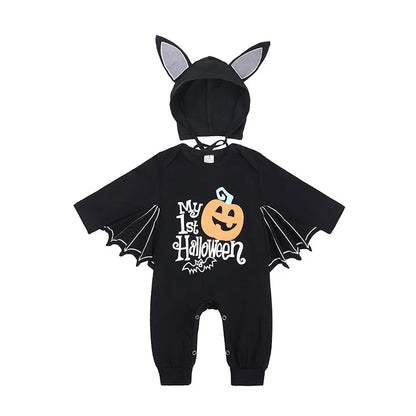 Baby’s First Halloween Bat Costume | Infant Black Romper Jumpsuit | Boys & Girls Cosplay Outfit for Purim, Party & Carnival