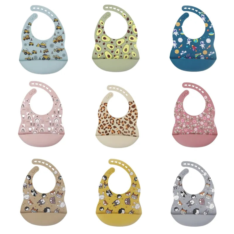 New Arrival Silicone Baby Bibs – Waterproof Feeding Bibs with Fun Prints (Avocado, Zoo, Tractor) | Soft Newborn Burp Cloth & Tableware Accessory