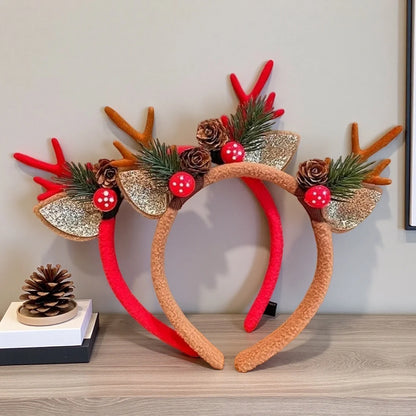 Christmas Headband | Reindeer Antlers, Snowman & Xmas Tree Design | Party Favor, Photo Booth & Holiday Decoration