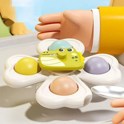 3PCS Baby Suction Cup Spinner Toys – Sensory Educational Bath Toys for Infants & Toddlers, Stress Relief Gift