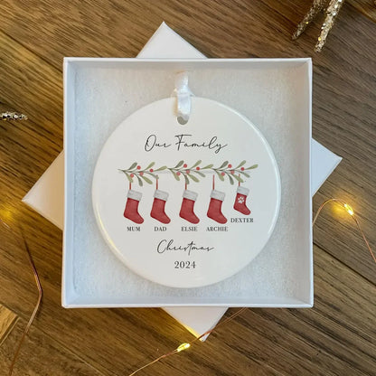Personalised First Christmas as a Family of 3 Bauble | Custom Baby’s First Xmas Ornament | Family Christmas Tree Decoration Keepsake