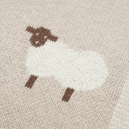 Infant Baby Cotton Blanket 90x70cm – Soft Sleepsack & Swaddle Quilt with Cute Cartoon Sheep | Newborn Boy & Girl Bedding Plaid for Crib & Stroller