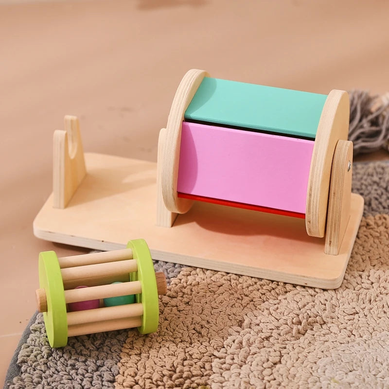 Baby Wooden Montessori Toys – Rectangular Box with Peg Drop for Vision Training, Color Sensory & Early Education Gifts