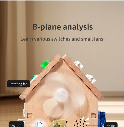 Montessori Busy House – Educational Wooden Activity Toy with Light Switches, Buttons & Music for 3-Year-Old Boys & Girls, Hands-On Learning Gift