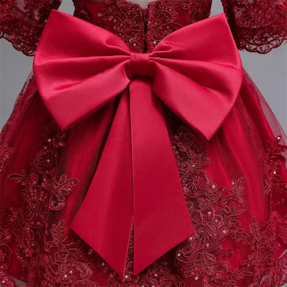 Baby Girl Christmas Dress | Toddler Long Sleeve Lace Tutu Princess Gown | 1st Birthday, Wedding & Party Outfit