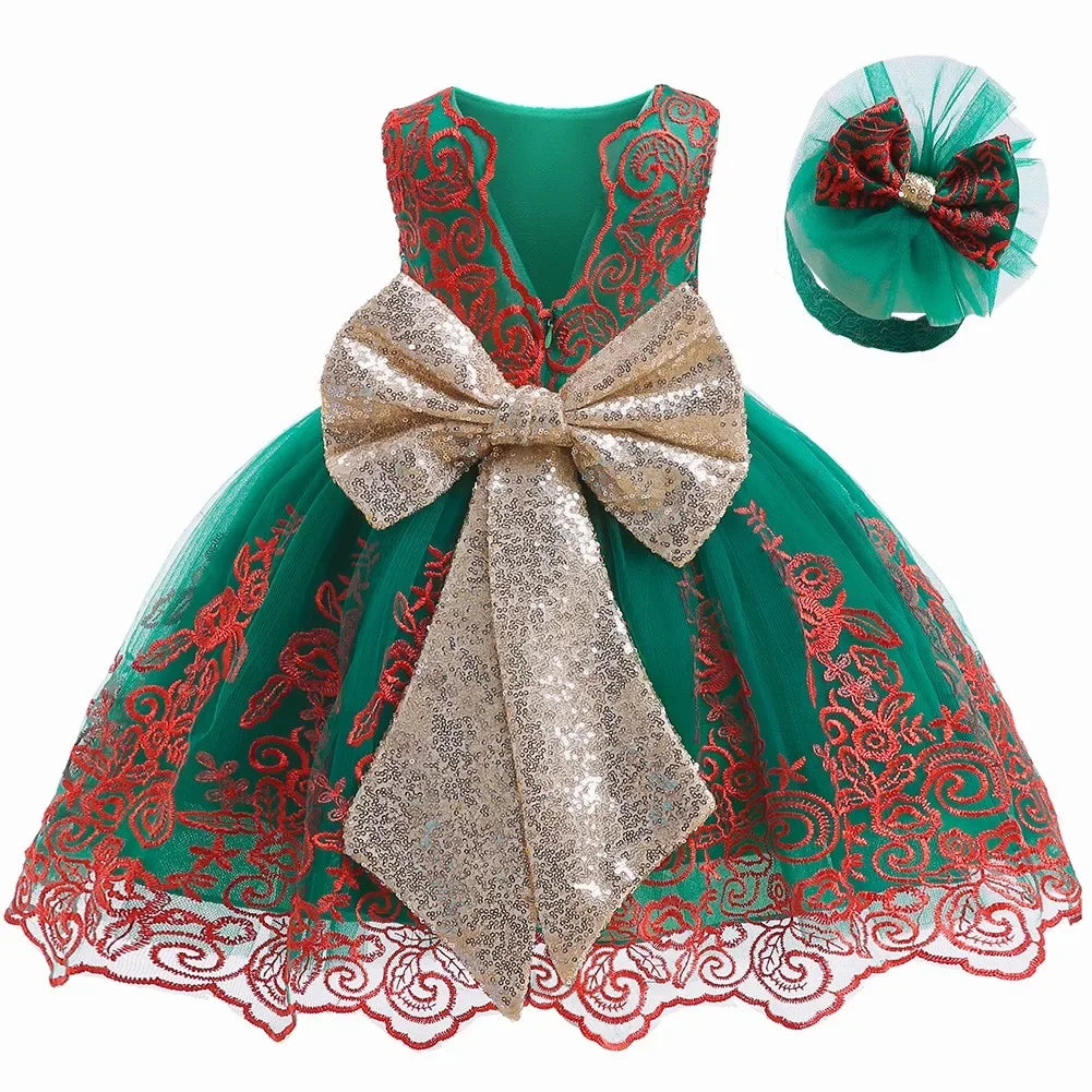 Baby Girl Christmas & Halloween Princess Dress | Infant Christening, 1st Birthday & Party Outfit | Newborn Clothes