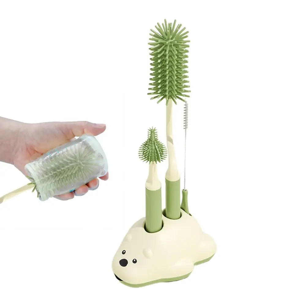Baby Bottle Brush Cleaner Set with Nipple Brush & Base | Portable Water Bottle Cleaner Brush for Baby Bottles & Enhanced Cleaning