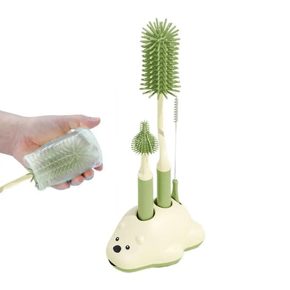 Baby Bottle Brush Cleaner Set with Nipple Brush & Base | Portable Water Bottle Cleaner Brush for Baby Bottles & Enhanced Cleaning