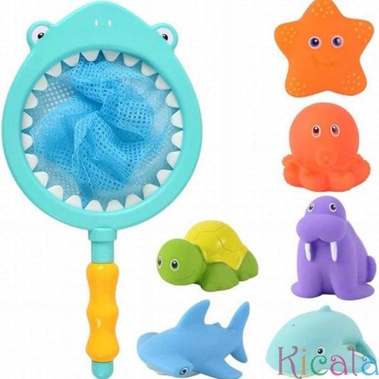 Baby Bath Toy Net Fishing Set – Floating Cartoon Animal Water Toys for Kids, Bathtub, Pool & Beach Play Gift