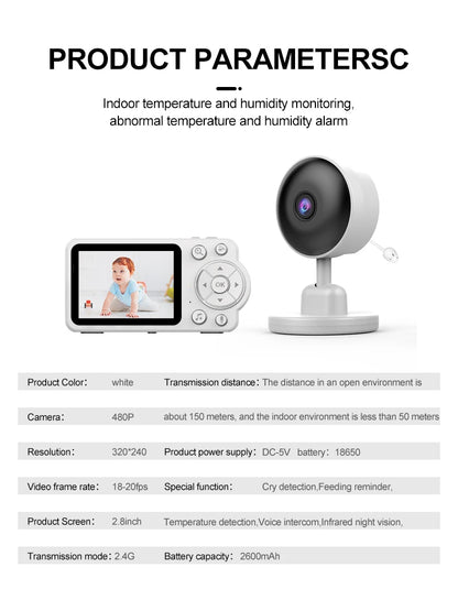 Baby Monitor with Camera – Two-Way Audio Intercom, Infrared Night Vision, Video Surveillance & Security Protection