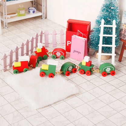 Christmas Dollhouse Decorations | Mini Snowflake Train, Festive Ornaments & Miniature Food Play Set