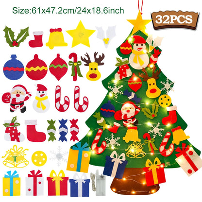 Kids DIY Felt Christmas Tree | Wall Hanging Xmas Tree with Ornaments | 2025 Christmas & 2026 New Year Decorations