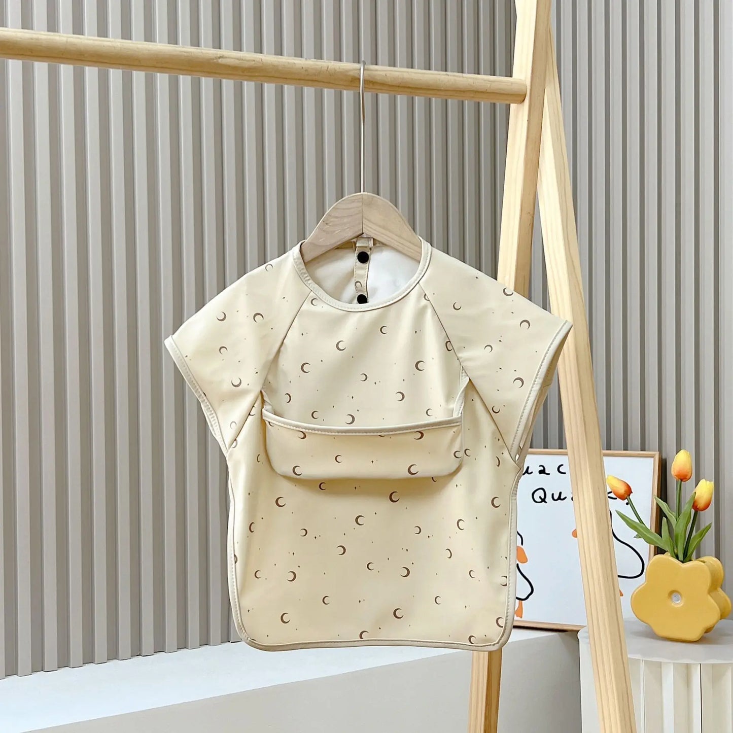 Cute Baby Bibs – Waterproof Toddler Feeding Smock with Short Sleeves | Cartoon Animal Apron Bibs for Babies & Kids (0–6Y)