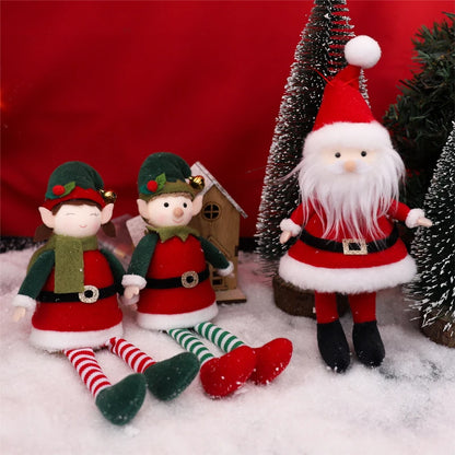 Christmas Hanging Plush Elf Dolls | Long-Legged Santa Claus Boy & Girl Ornaments | Holiday Party & New Year Decorations