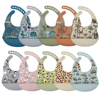 New Arrival Silicone Baby Bibs – Waterproof Feeding Bibs with Fun Prints (Avocado, Zoo, Tractor) | Soft Newborn Burp Cloth & Tableware Accessory