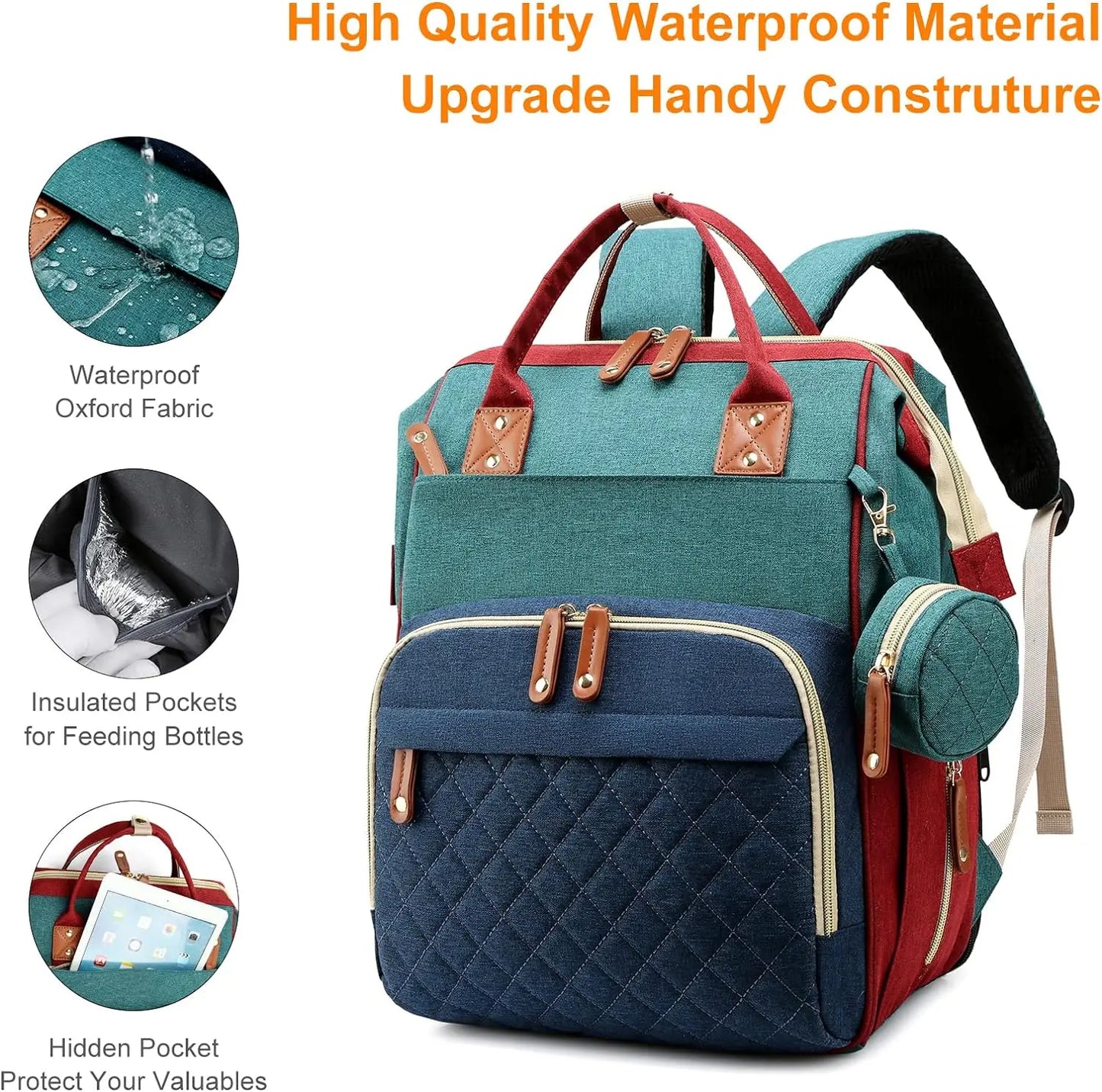 3-in-1 Baby Diaper Bag Backpack with Changing Station – Foldable Changing Pad & Large Travel Backpack for Boys & Girls