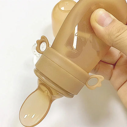 Baby Spoon Bottle Feeder – Silicone Squeeze Spoon with Medicine Dropper | Safe Feeding Utensils & Cutlery for Infants & Toddlers
