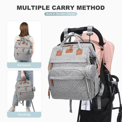 Portable Baby Diaper Bag with Changing Station – Travel Bassinet, Folding Crib, Shade Cloth & Waterproof Changing Pad