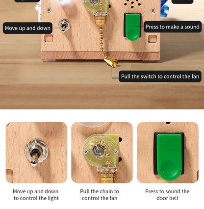 Montessori Busy House – Educational Wooden Activity Toy with Light Switches, Buttons & Music for 3-Year-Old Boys & Girls, Hands-On Learning Gift