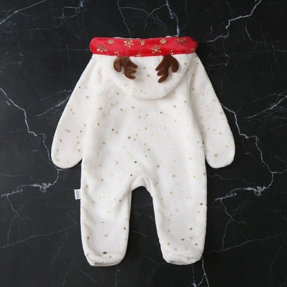 AYNIGIELL Newborn Baby Christmas Clothes | Plush Winter Romper Jumpsuit | Infant Boys Girls Warm Holiday Outfit