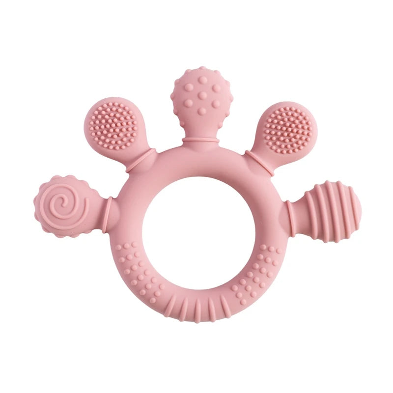 1PC Baby Silicone Teether Toy with Pacifier Chain | BPA-Free Finger Ring Soothing Teething Toy for Newborns & Baby Shower Gifts