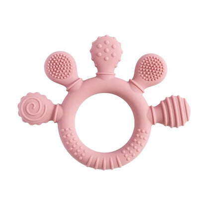 1PC Baby Silicone Teether Toy with Pacifier Chain | BPA-Free Finger Ring Soothing Teething Toy for Newborns & Baby Shower Gifts