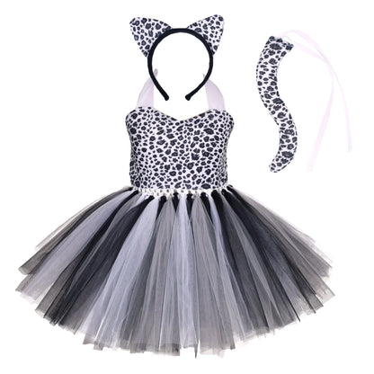 Baby Girls Halloween Animal Cosplay Costume | Kids Forest Theme Giraffe, Cow, Tiger, Leopard, Zebra Tutu Dress | Birthday & Party Outfit