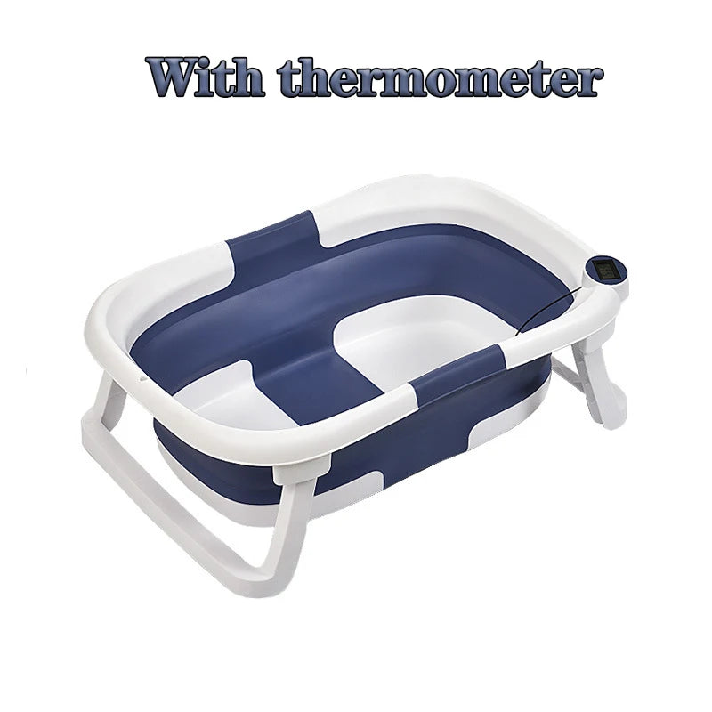 Real-time Temperature Silicone Baby Bathtub – Folding Non-Slip Infant Bath Bucket with Temperature Sensing for Safe Bathing