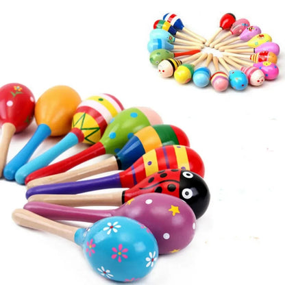 Large Montessori Baby Toy – Wooden Colorful Musical Instrument Rattle Shaker | Sand Hammer Bell Early Learning Toy for Kids