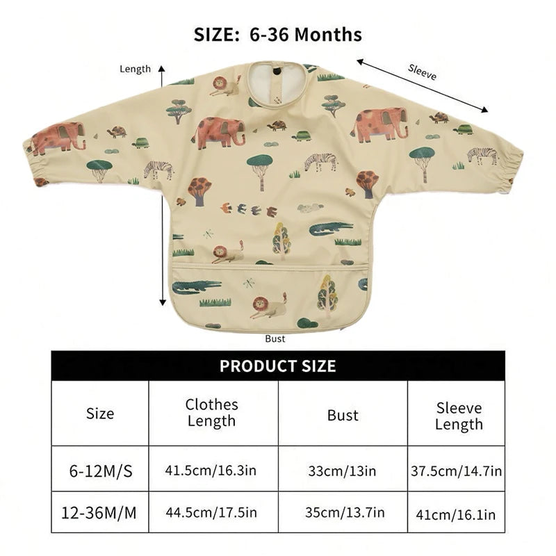 Kids Baby Feeding Bibs – Waterproof Long Sleeve Apron with Pocket | Toddler Burp Cloth & Anti-Dirty Art Smock for Boys & Girls
