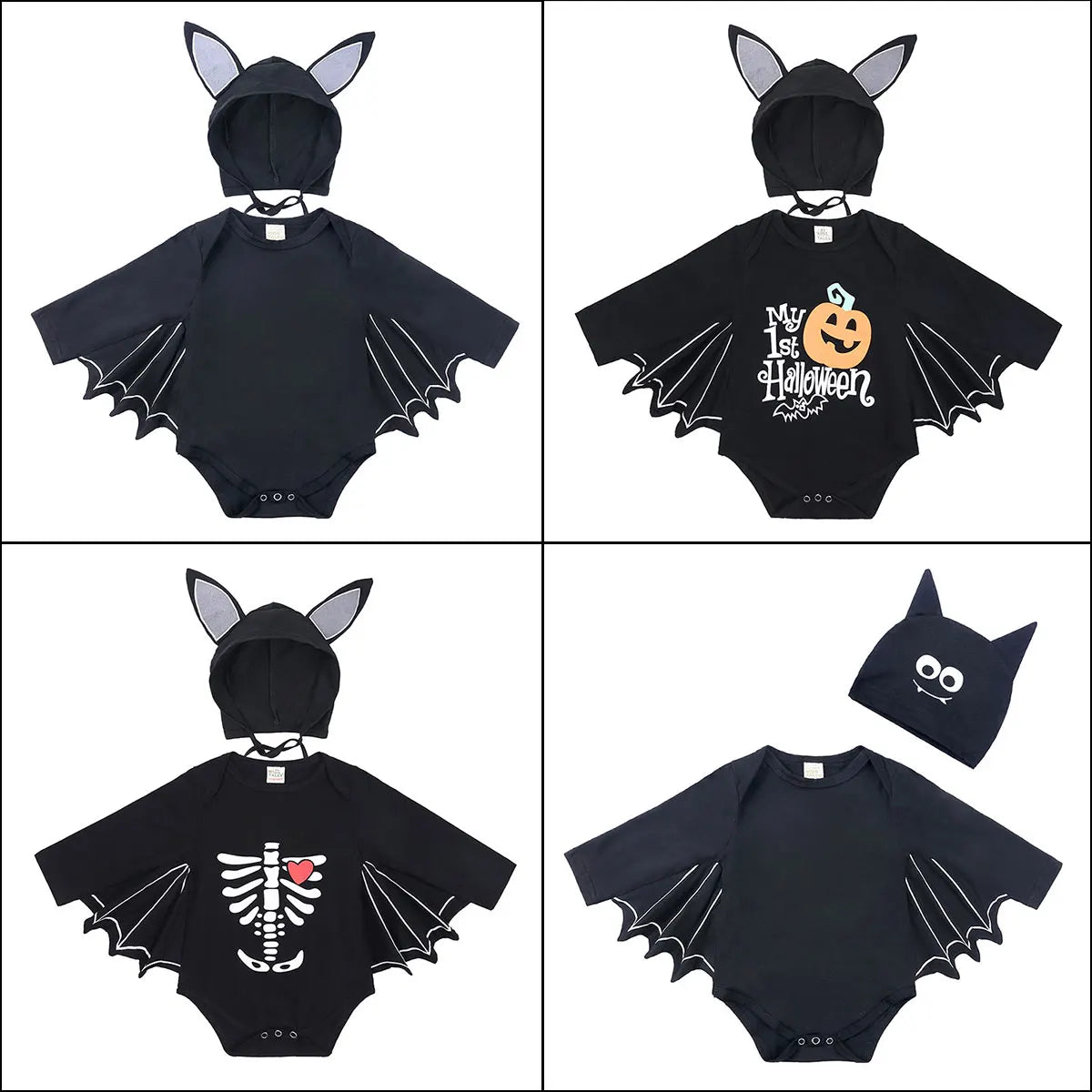 Baby’s First Halloween Bat Costume | Infant Black Romper Jumpsuit | Boys & Girls Cosplay Outfit for Purim, Party & Carnival