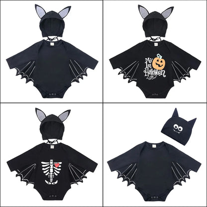 Baby’s First Halloween Bat Costume | Infant Black Romper Jumpsuit | Boys & Girls Cosplay Outfit for Purim, Party & Carnival