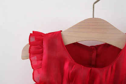 Baby Girl Red Christmas Princess Dress | Toddler Summer Party Outfit with Bow | Infant Girls Clothing (9 Months – 3 Years)