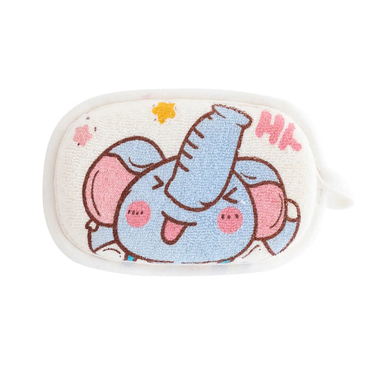Baby Bath Sponge Brush | Soft Cotton Scrubber Towel with Elephant Pattern | Infant & Children Shower Bath Ball