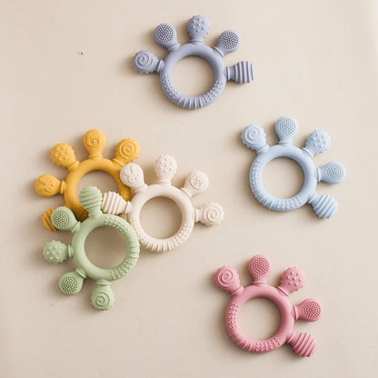 1PC Baby Silicone Teether Toy with Pacifier Chain | BPA-Free Finger Ring Soothing Teething Toy for Newborns & Baby Shower Gifts