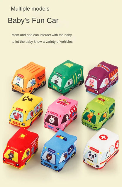Baby Montessori Soft Car Toy with Map Game Mat & Cloth Book – Sensory Training & Educational Toy Storage Bag for Toddlers
