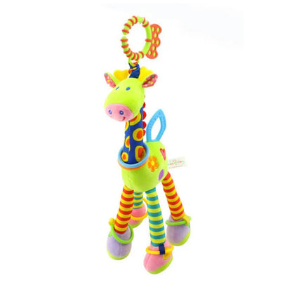 Soft Giraffe & Zebra Animal Handbell Rattle Plush Baby Toy with Teether | Infant Developmental Handle Toys for Newborn Gifts