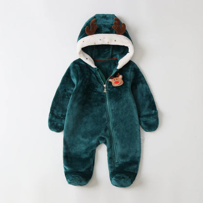 AYNIGIELL Newborn Baby Christmas Clothes | Plush Winter Romper Jumpsuit | Infant Boys Girls Warm Holiday Outfit