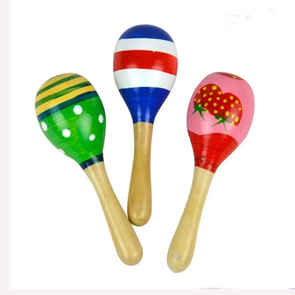 Large Montessori Baby Toy – Wooden Colorful Musical Instrument Rattle Shaker | Sand Hammer Bell Early Learning Toy for Kids