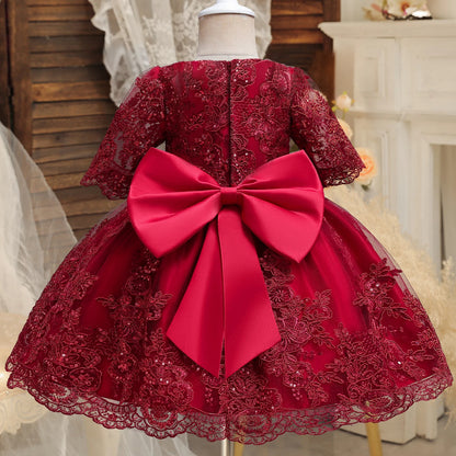 Baby Girl Christmas Dress | Toddler Long Sleeve Lace Tutu Princess Gown | 1st Birthday, Wedding & Party Outfit