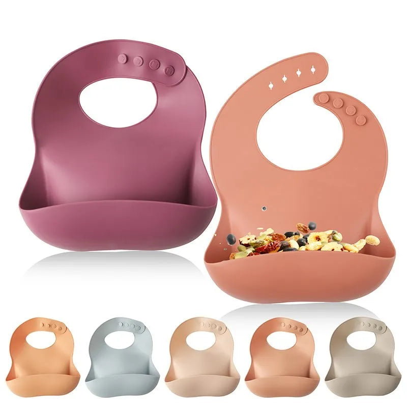 Baby Waterproof Silicone Bibs – Adjustable Feeding Bibs with Cute Bowknot Apron Design | Soft Toddler Bibs for Boys & Girls
